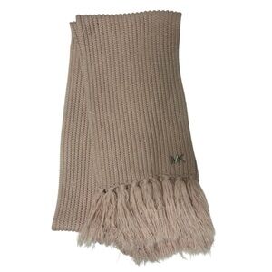 Michael Kors Women’s Winter Knitted Neck Wrap  Scarf Tassles Soft Pink 72”  EUC